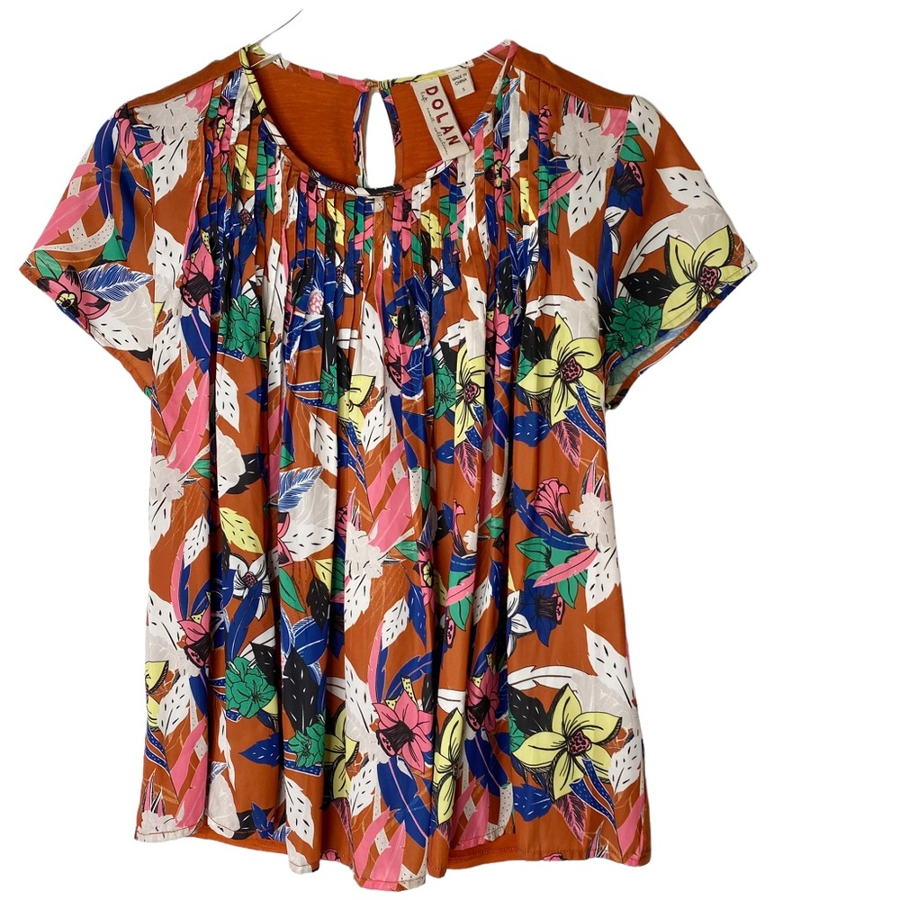 Anthropologie Dolan Left Coast Collection Pilar Pleated Top Terra Cotta Small - Picture 2 of 8